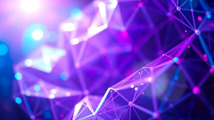 abstract scene of holographic 3D forms floating in a dark