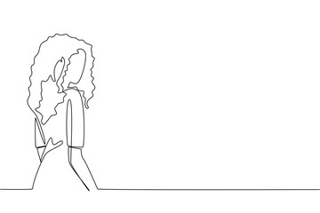 Continuous one line drawing woman with red hair. Stay fashionable. Stay stunning. Such stunning beauty. Her beauty is like a princess. World Redhead Day. Single line draw design vector illustration