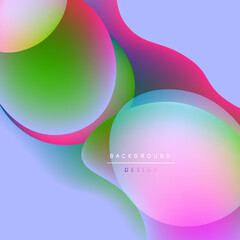 Abstract fluid shapes overlap, creating vibrant color gradients. Soft pinks, greens, blues blend into light purple background. Modern design element.
