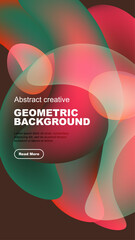 Abstract shapes overlap, creating vibrant color gradients. Text promotes geometric background design, inviting further exploration.