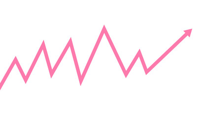 Pink upward trending graph isolated on transparent background