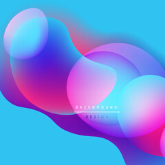 Abstract fluid shapes blend, creating vibrant blue, pink, purple gradients. Modern design evokes energy, movement, fluidity.