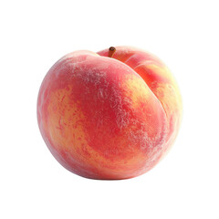 Fototapeta premium Fresh, ripe peach with vibrant red and orange hues, showcasing detailed texture of its fuzzy skin and contrasting against a dark, solid black background for a high-key shot capturing the appetizing.