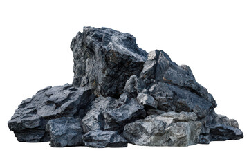 Obraz premium Close Up Of Metallic Rock Formation Isolated On Transparent Background With Textured Surface