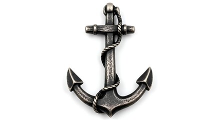 A ship anchor miniature, isolated on white surface