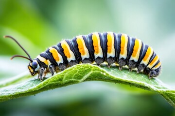 Caterpillar on leaf nature macro photography lush environment close-up insect life cycle
