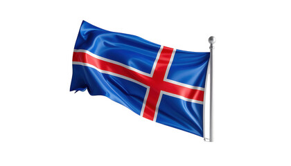 This image showcases the blue, white, and red flag of a country, waving gracefully against a stark black background.