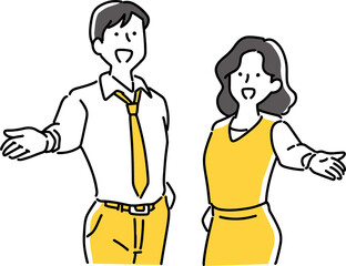 案内する男女社員