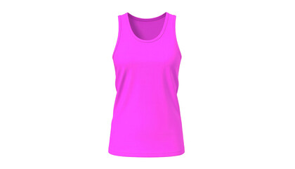 A vividly colored pink sleeveless shirt is presented on a black backdrop, showcasing its smooth texture, minimalist design, and the way it drapes naturally, offering a sense of casual comfort and...