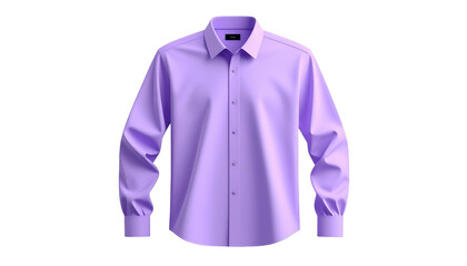 Formal men's shirt rendered in a soft, appealing lavender hue with a crisp collar and button-down front, set against a solid black background for stylish presentation.