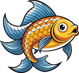 Bright Goldfish in Bold Golden Orange Playful and Expressive with Detailed Fins Ideal for Illustrations and Fun Artwork