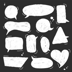 Crayon doodle speech bubble collection. Hand drawn chalk talk Frames. Cute text box set for Chat and Stickers