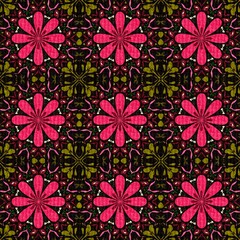 Geometric square patterns, designed fabric patterns, background, flowers