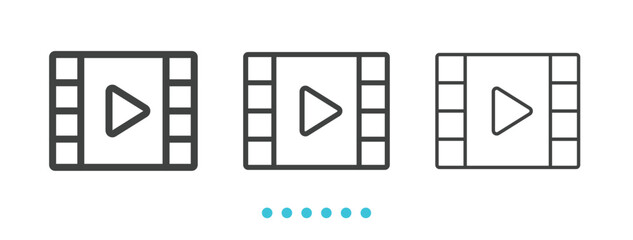 Video Player Icon. Thin linen icon vector.