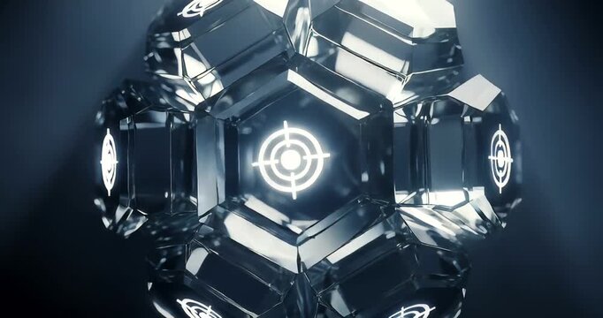 Abstract crystal structure with intricate designs showcasing light reflections