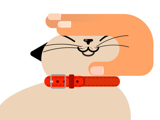 撫でられる猫のイラスト