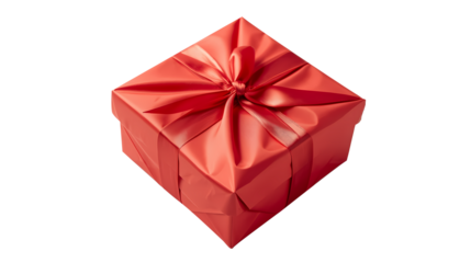 Red gift box with ribbon present for birthday christmas anniversary surprise