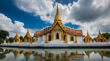 Thai Temple with Golden Spires