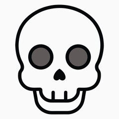 Simple flat skull graphic with black outlines head