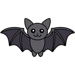 Simple flat style grey bat with outstretched wings