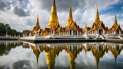 Golden Temple with Dark Clouds