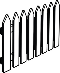 Vector silhouette of wooden fence section illustration