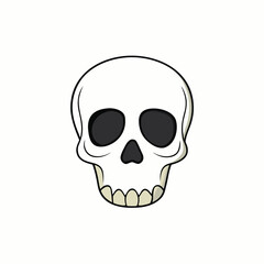 Simple white skull illustration with black outlines