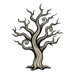Spooky twisted bare tree with dark branches vector