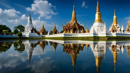 Golden Temple with White Pagodas