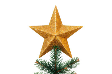 Obraz premium Gold star christmas tree topper holiday decoration festive xmas seasonal ornament