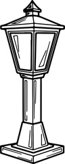 Vector silhouette vintage street lantern light post illustration