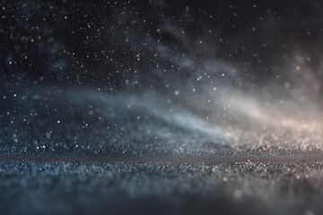 Mystic Sparkles in Darkness: Captivating ethereal scene of countless shimmering particles gracefully dance, suspended in the profound darkness.