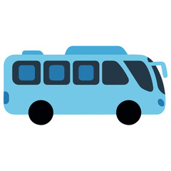 Vibrant Light Blue Bus Illustration on a Clean White Background