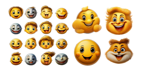 Various Cute Cartoon Facial Expressions Collection