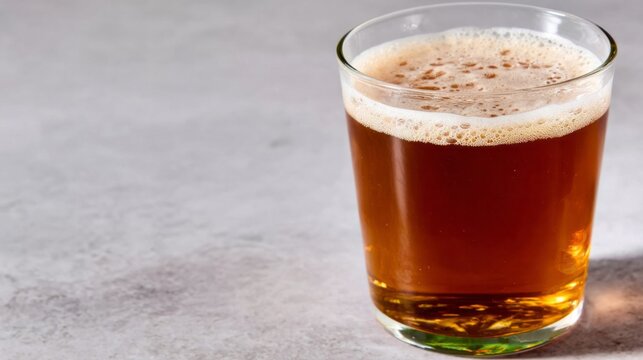 Bubbling glass of amber ale, Oktoberfest celebratory vibes, foamy dream for International Beer Day, frothy whisper of joy