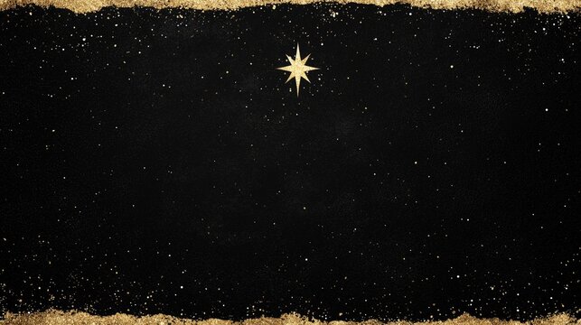 Christmas star illustration with golden glitter details on black background, ideal for wallpaper, poster or banner design, capturing festive luxury and celestial elegance for holiday decor - Powered by Adobe
