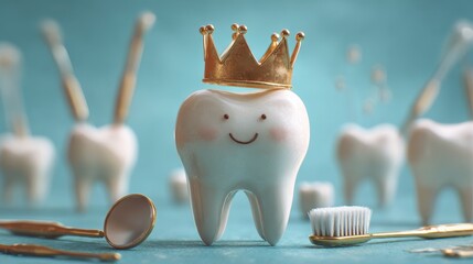 National Dentist Day Celebration with Tooth Crown for Health and Dental Care Design