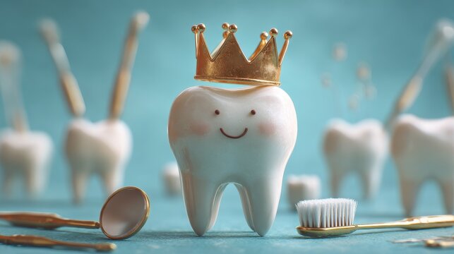 National Dentist Day Celebration with Tooth Crown for Health and Dental Care Design - Powered by Adobe