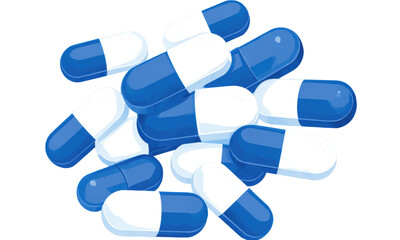 Blue and White Capsules Pile