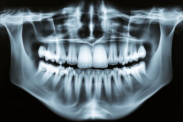Radiograph showcasing intricate dental architecture with precise clarity and even lighting