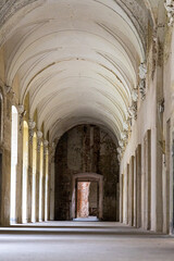 Fototapeta premium Cistercian Abbey Lubiaz in Poland. Internal corridors of the monastery. lubiaz Abbey.