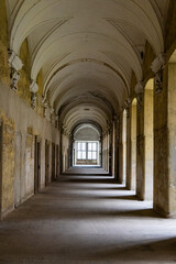 Cistercian Abbey Lubiaz in Poland. Internal corridors of the monastery. lubiaz Abbey.
