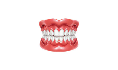 Naklejka premium Perfect Smile: Realistic Upper and Lower Dentures on Blue Background