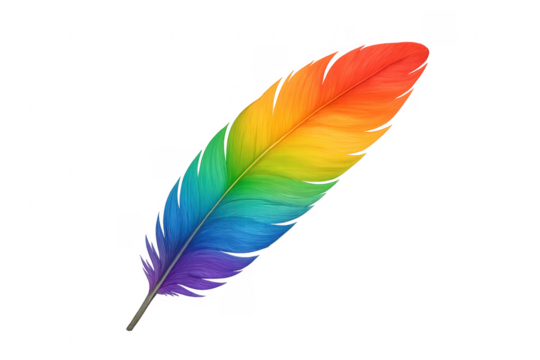 Rainbow color feather representing pride and diversity