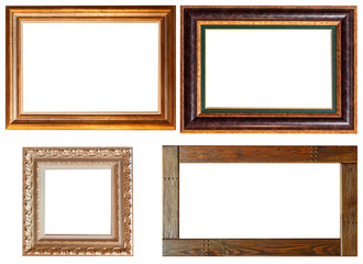 frame picture isolated on white background gold antique set
