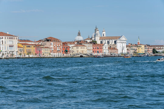 historical Zattere waterfront from Giudecca canal, Venezia, Italy