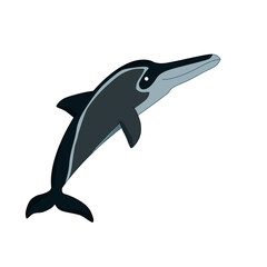 Obraz premium Cute dolphin vector illustration set isolated on white background flat cartoon aquatic animal sticker design clipart element for kids