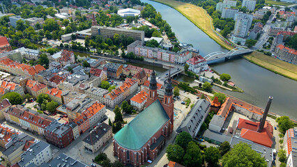 city ​​architecture europe drone flyover old town Opole Poland