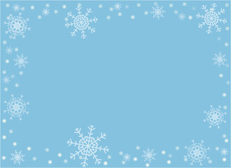 Blue Christmas background with white snowflakes vector design template with copy space for text.