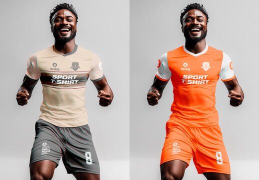 Man in a Football Kit T-Shirt Mockup